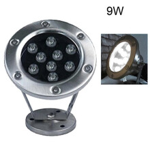 (9W-Cold White)3W/6W/9W/12W 12V~24V Stainless Steel LED Fountain Light Color Changing Waterproof Underwater