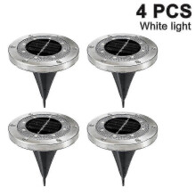 (Luce calda) 4 confezioni di luci solari da terra, 8 luci solari a disco per esterni a LED, luci da