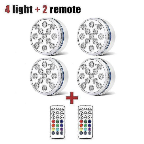 (8.5CM-4 light 2 remote)Pool Light Underwater Swimming Pool Lighting Wireless Submersible Led Light 1