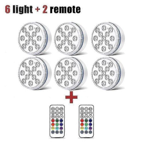 (8.5CM-6 light 2 remote)Pool Light Underwater Swimming Pool Lighting Wireless Submersible Led Light 1