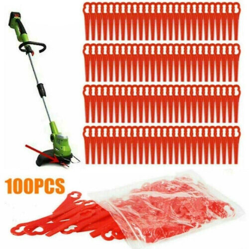 (Red)100pcs Plastic Blade Cutter Replace For Cordless Grass Trimmer Strimmer Tool 2