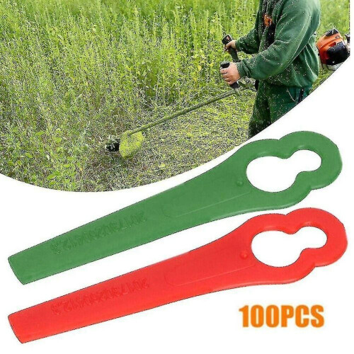 (Green)100pcs Plastic Blade Cutter Replace For Cordless Grass Trimmer Strimmer Tool 1