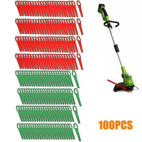 (Red)100pcs Plastic Blade Cutter Replace For Cordless Grass Trimmer Strimmer Tool