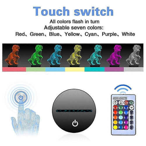 (29)3d Dinosaur Led Night Light Different Pattern And 7 Color With Remote Control Best Gift For Kids 2