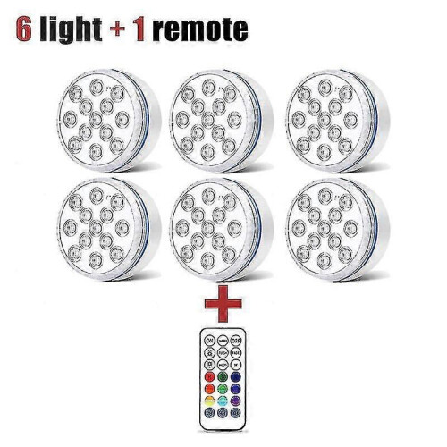 (8.5CM-6 light 1 remote)Pool Light Underwater Swimming Pool Lighting Wireless Submersible Led Light 1