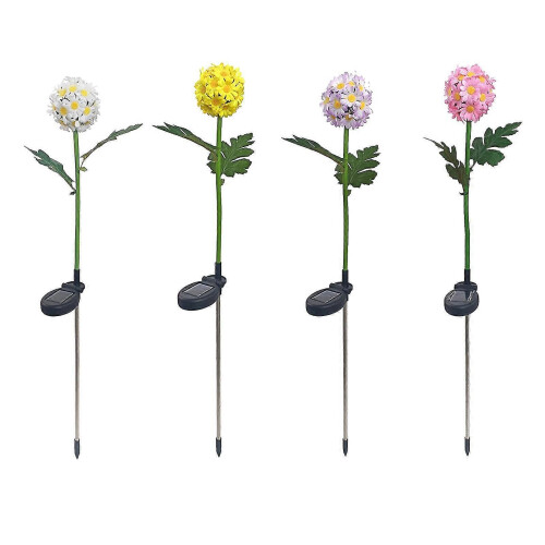 (White)Led Solar Light Simulation Flower Lawn Lamp Waterproof Decorative Lights 2