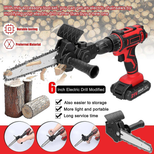(Orange)6 Inch Electric Drill Modified To Electric Chainsaw Tool Attachment Electric Chainsaws Accessory 1