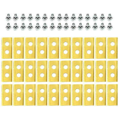 (Gold)30Pcs Lawnmower Replacement Blade Double Hole Automatic Moving Machine Blade Titanium Plating