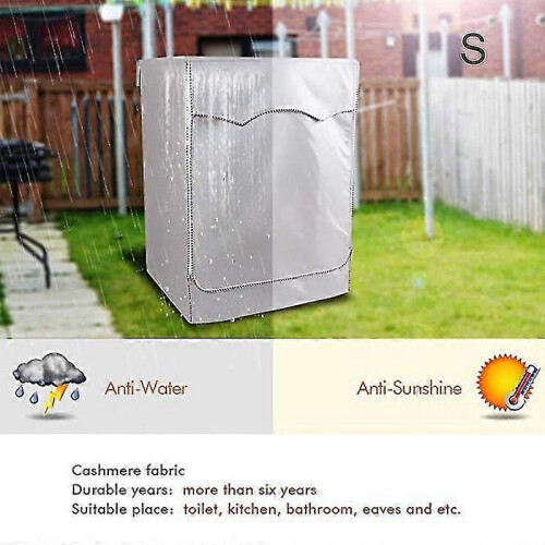 (L)Washing Machine Cover With Front Openings Waterproof Dust Proof Silver Large Size 1