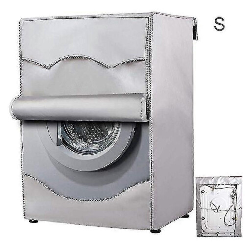 (XL)Washing Machine Cover With Front Openings Waterproof Dust Proof Silver Large Size 2