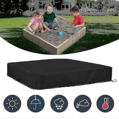(120*120cm-Black)Sandpit Cover Waterproof Dustproof Uv Square Pool Cover With Drawstring For Sandpit, 1