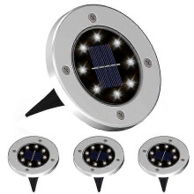 (Bianco trasparente) 4 luci da terra a 8 LED ad energia solare per pavimenti, terrazze, giardini, prati,