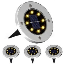 (Bianco caldo) 4 pezzi 8 LED luci da terra a energia solare per pavimenti, terrazze, giardini, prati,