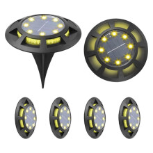 (luce calda) 2023 Nuova luce solare da terra aggiornata, 16 luci solari a LED (8 luci principali, 8