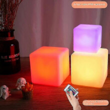 (10 cm) LED-Würfelstuhlleuchte, kabelloser quadratischer LED-Würfelstuhl, RGB-Farbwechselbeleuchtung,