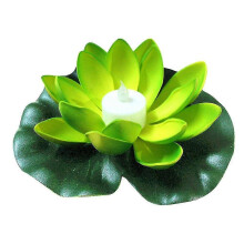 (Grün) Künstliche Lotusblume Led Licht Schwimmbad Garten Teich schwimmende Blumenlampe Hy