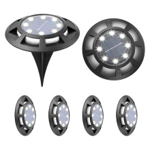(luce bianca) 2023 Nuova luce solare da terra aggiornata, 16 luci solari a LED (8 luci principali, 8