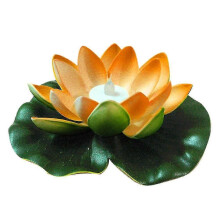 (Gelb) Künstliche Lotusblume Led Licht Schwimmbad Garten Teich schwimmende Blumenlampe Hy
