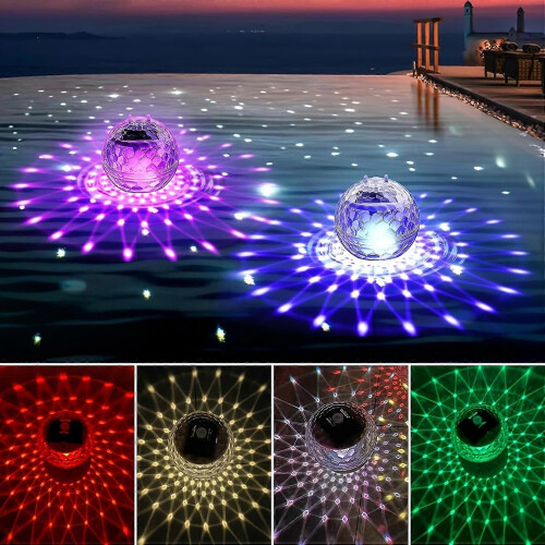 (Warm White Light)1pc LED Solar Pool Light - Waterproof, Color-Changing, Night Auto-On - For Pools, 1