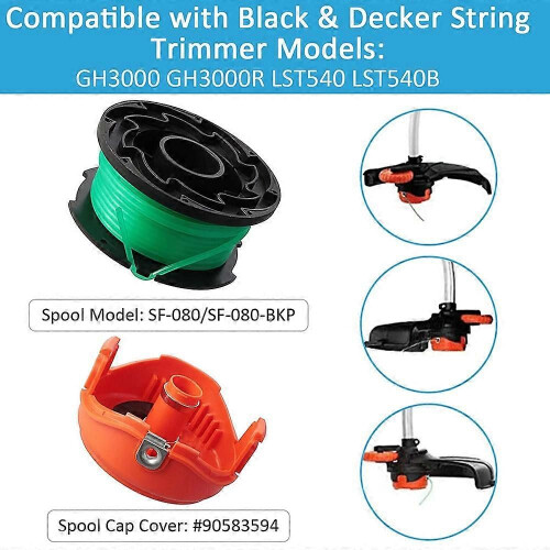 (2 Spool Cap + 10 Replacement S)2 Spool Cap + 10 Replacement Spool for Black & Decker GH3000 / GH3000R 1