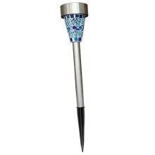 Lampada da giardino a LED 3D in acciaio inossidabile, alimentata a energia solare, blu