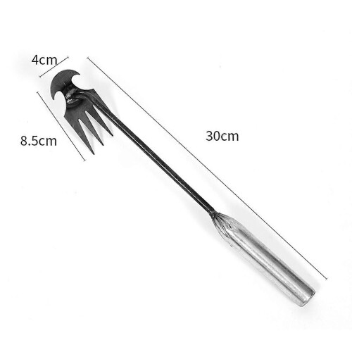 (40cm-Silver)Uprooting Weeding Tool Garden Rake with Long Handle High Strength Polished Surface Weed 2