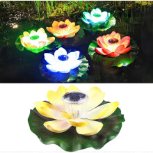 (Lotuslicht Gelb) Solar-Teichlichter Rosa Schwimmende Solarlichter für Teich, Schwimmende Lotusblume