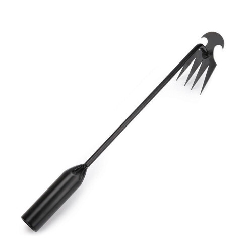 (40cm-Black)Uprooting Weeding Tool Garden Rake with Long Handle High Strength Polished Surface Weed