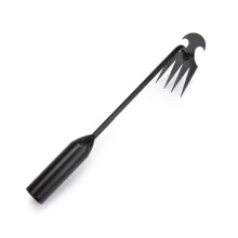 (30 cm, schwarz) Unkrautstecher, Gartenrechen mit langem Griff, hochfest, polierte Oberfläche, Unkrautstecher