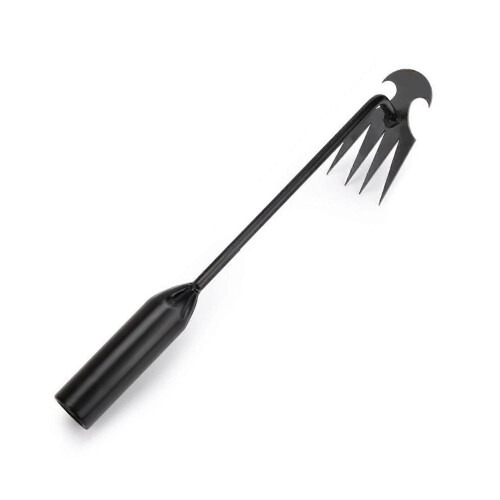 (30cm-Black)Uprooting Weeding Tool Garden Rake with Long Handle High Strength Polished Surface Weed