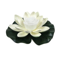(18cm-Weiß) 18/28cm Gefälschte Lotusblume Led Schwimmbad Gartenteich Schwimmende Blumenlampe Jikaix