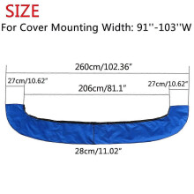 (Blauw 91-103w) 4-boogs Biminitop Boot Cover 600d Waterdicht Anti-UV Boot Cover Geen Frame Marine Stofdicht