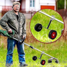 (28 cm) RVS grasmaaierwiel - Verstelbaar universeel steunframe voor mobiele handmaaier