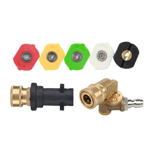Pressure Washer Adapter Set Durable Adjustable Pivoting Coupler for K2 K3 K4 5 Angles 5 nozzles 1