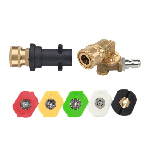 Pressure Washer Adapter Set Durable Adjustable Pivoting Coupler for K2 K3 K4 5 Angles 5 nozzles