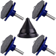ZENGO 4er-Pack Rasenmäher-Klingenschärfer, Rasenmäher-Zubehör mit 1 Stück Klingenschärfer-Set, Rasenmäher