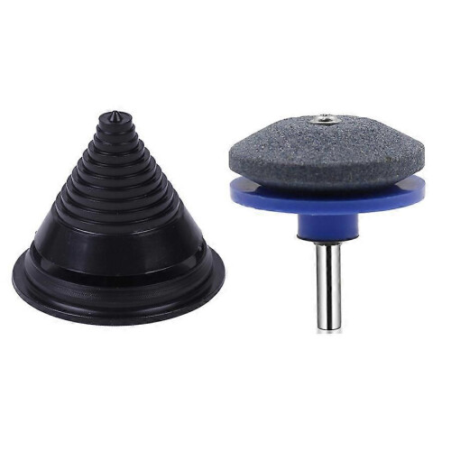 (Blue)Mower Blade Balancer & Sharpener Kit for Garden Rotary Drill DIY, 2PCS