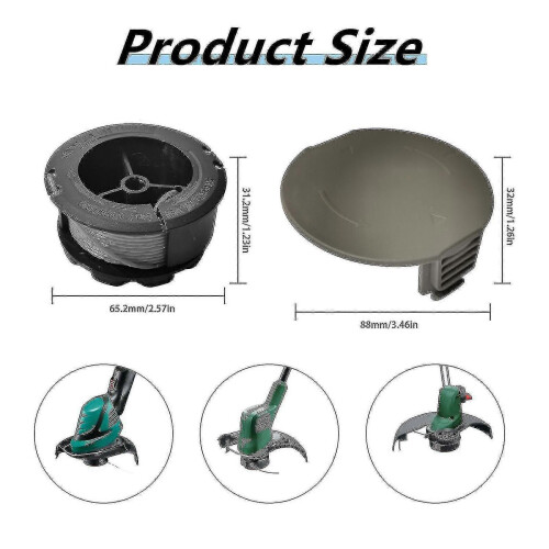 (6 spools 1 cap)4 Spools Replacement Trimmer Spool for Bosch Universal Grasscut with Cap 1