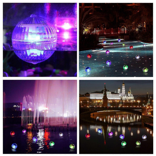 OSALADI 2pcs Solar Floating Lights Pool Light Balls Waterproof Battery Powered Globe Lights with 7 Changing 2