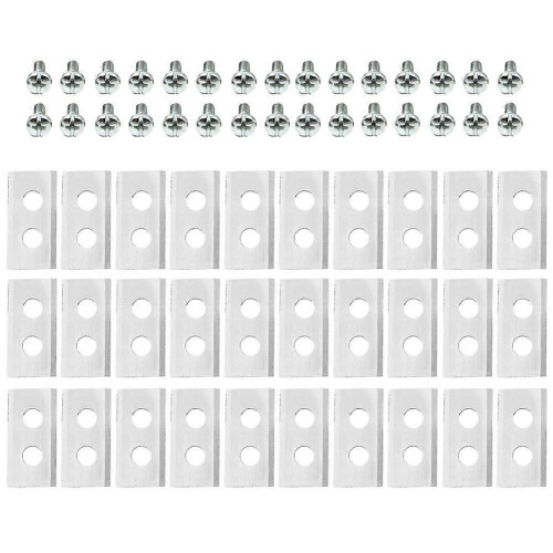 (Silver)30Pcs Lawnmower Replacement Blade Double Hole Automatic Moving Machine Blade Titanium Plating