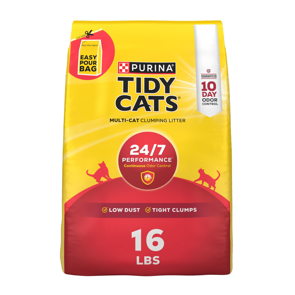 Purina Tidy Cats Clumping Cat Litter Odor Control 24/7 Performance Multi Cat Litter - 16 lb. Bag