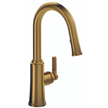 Riobel Trattoria Mixer with Pull Down Spray Round Spout Brushed Gold Kitchen Tap