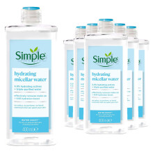 (6x of 400ml) Simple Water Boost Micellar Cleansing Water for Dehydrated Skin