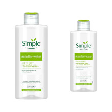 (2x 200ml) Simple Kind to Skin Micellar Cleansing Water, Gently Removes make-up