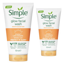 (2x of 150ml) Simple Protect & Glow Express Glow Clay Polish Face Wash