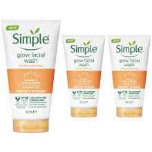 (3x of 150ml) Simple Protect & Glow Express Glow Clay Polish Face Wash