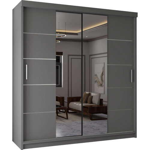 Modern Sliding Wardrobe-Mirror Doors 120cm Grey 1