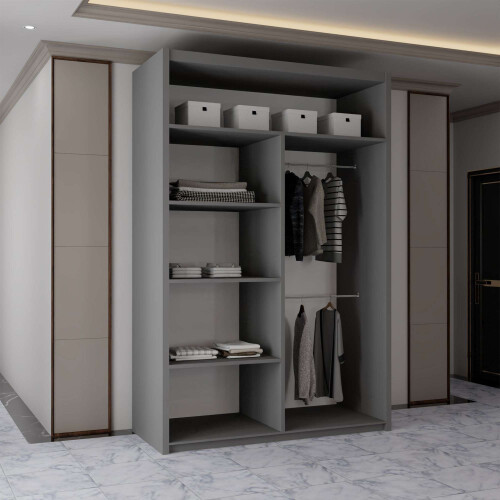 Modern Sliding Wardrobe-Mirror Doors 120cm Grey 2