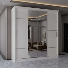 (203cm, White ) Eden Double Sliding Door Wardrobe