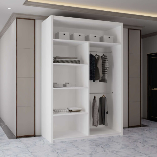 Modern Sliding Wardrobe-Mirror Doors 120cm White 2